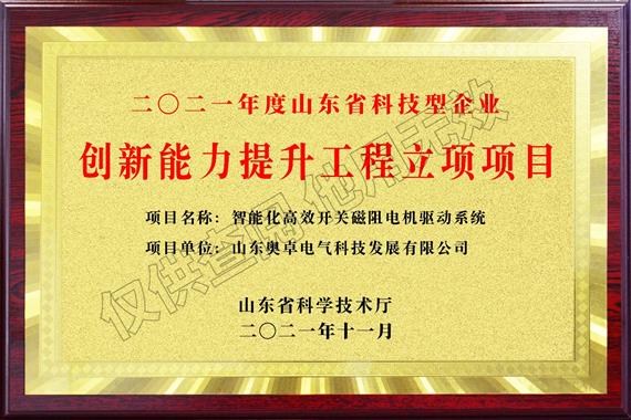 山東省科技型企業創新能力提升工程立項項目